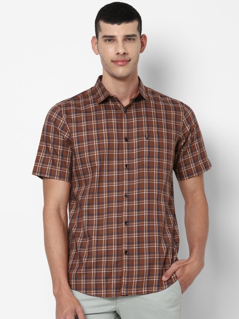 

Allen Solly Men Brown Slim Fit Opaque Checked Casual Shirt