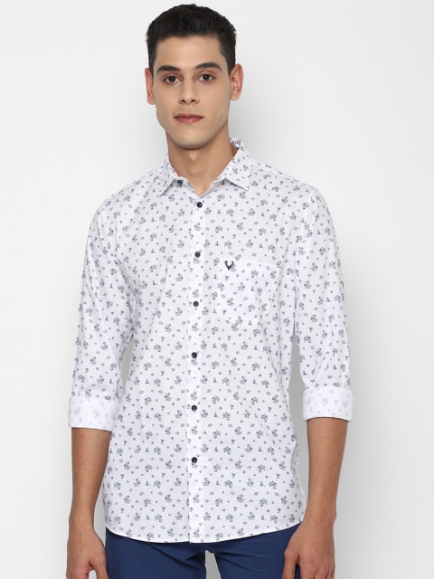 

Allen Solly Men White & Blue Slim Fit Floral Opaque Printed Pure Cotton Casual Shirt
