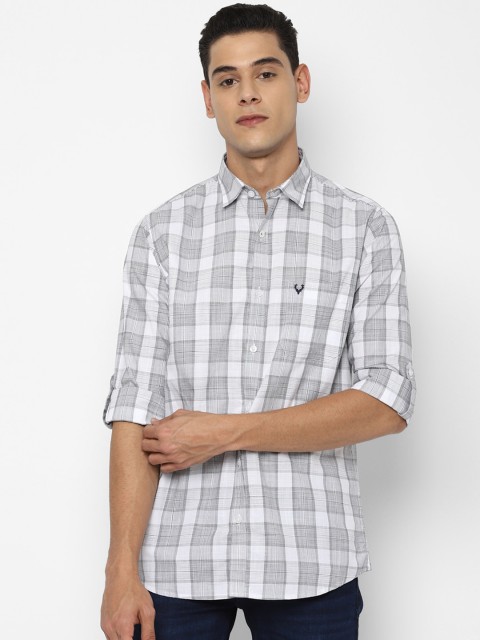 

Allen Solly Men Grey Slim Fit Opaque Checked Casual Shirt
