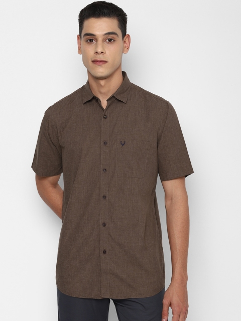 

Allen Solly Men Brown Slim Fit Opaque Textured Pure Cotton Casual Shirt