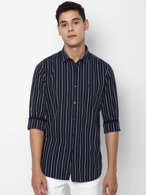 

Allen Solly Men Navy Blue Slim Fit Opaque Striped Casual Shirt
