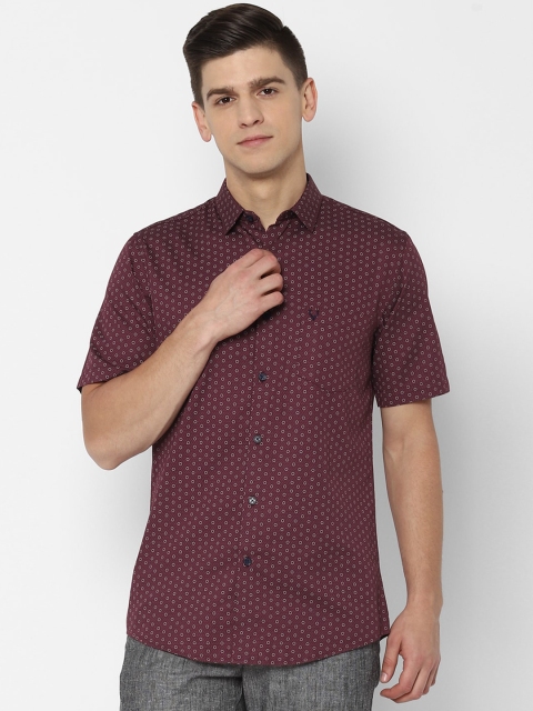 

Allen Solly Men Maroon & White Slim Fit Opaque Printed Pure Cotton Casual Shirt