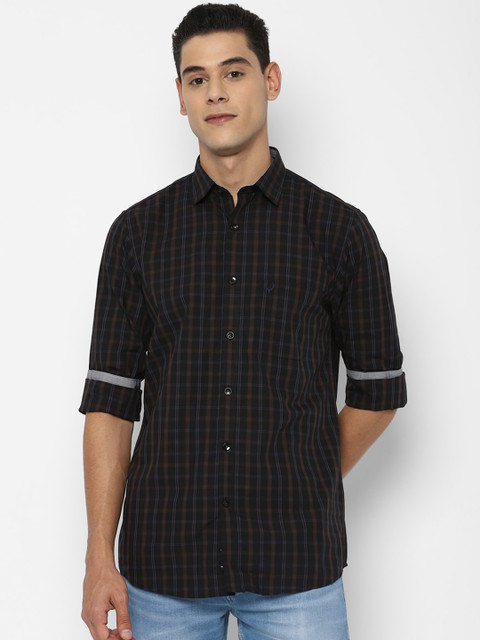 

Allen Solly Men Black Slim Fit Opaque Checked Casual Shirt