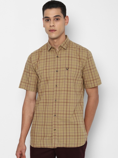 

Allen Solly Men Khaki Slim Fit Tartan Checks Opaque Checked Casual Shirt