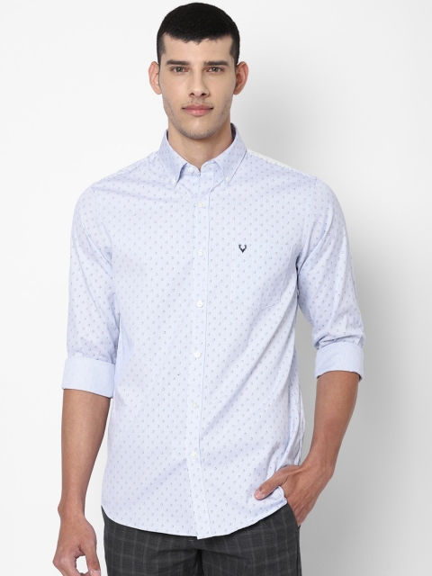 

Allen Solly Men Blue Slim Fit Opaque Printed Pure Cotton Casual Shirt