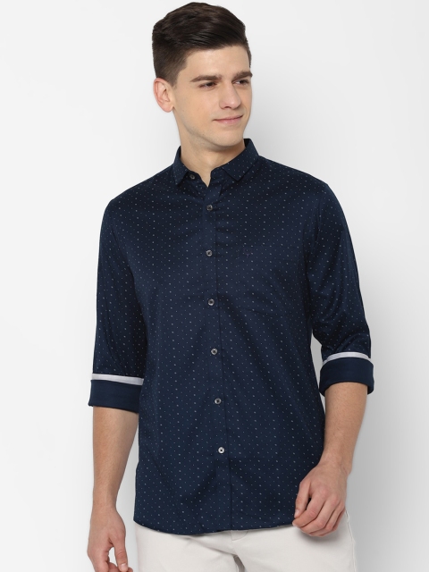 

Allen Solly Men Navy Blue Slim Fit Opaque Printed Pure Cotton Casual Shirt