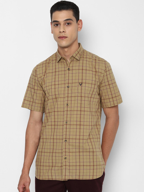 

Allen Solly Men Khaki Slim Fit Opaque Checked Pure Cotton Casual Shirt