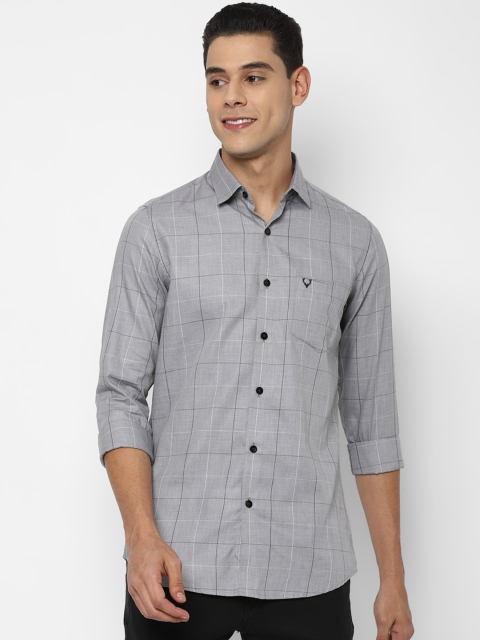 

Allen Solly Men Grey Slim Fit Windowpane Checks Opaque Checked Casual Shirt