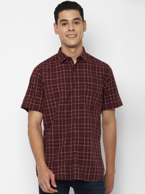 

Allen Solly Men Maroon Slim Fit Opaque Checked Pure Cotton Casual Shirt