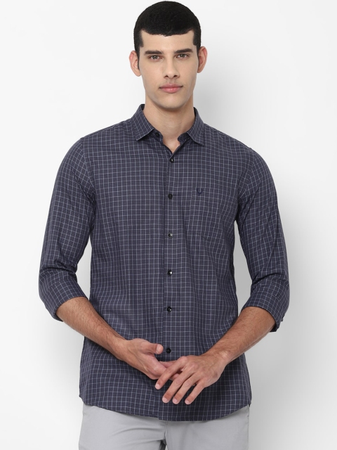 

Allen Solly Men Navy Blue Slim Fit Opaque Checked Pure Cotton Casual Shirt