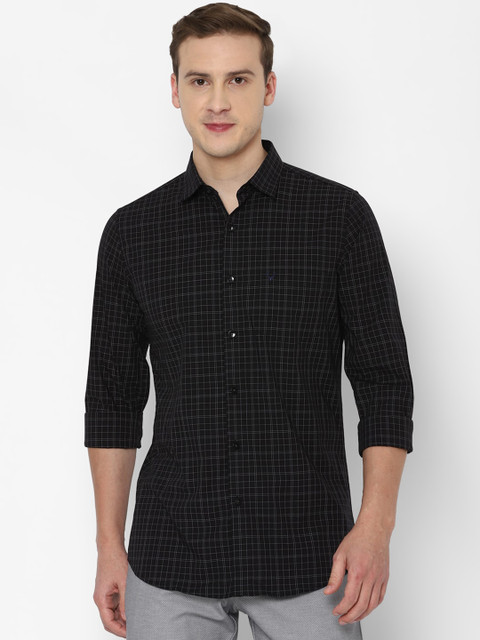 

Allen Solly Men Black Slim Fit Grid Tattersall Checks Casual Shirt