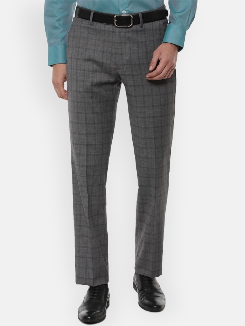

Louis Philippe Gods & Kings Men Grey Checked Formal Trousers