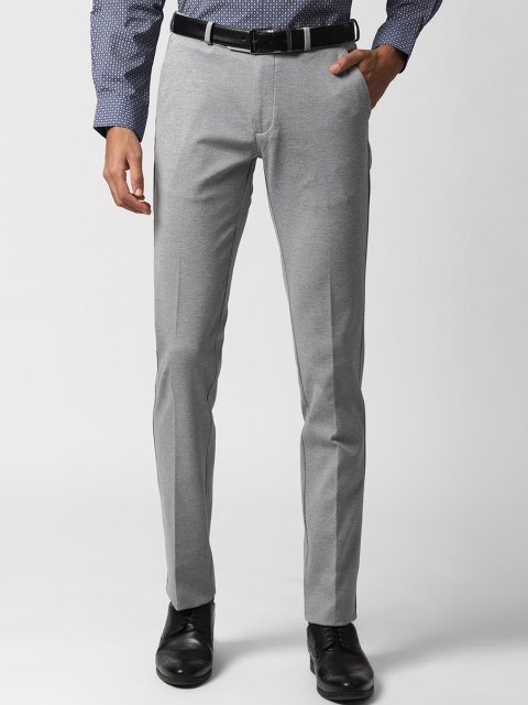 

Peter England Men Grey Textured Slim Fit Formal Trousers