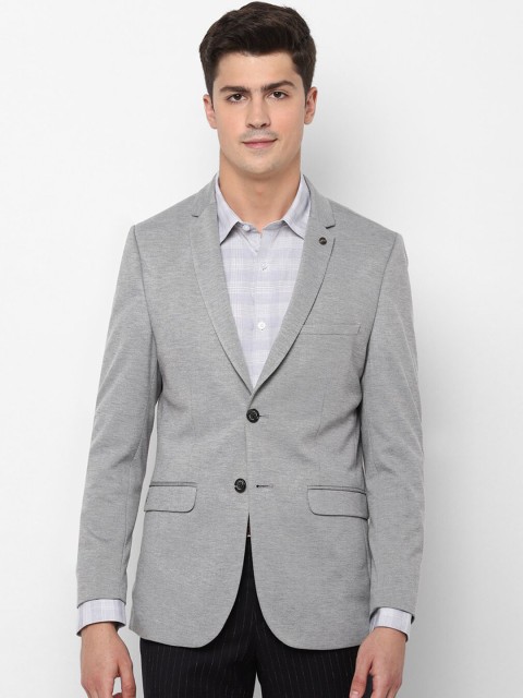 

Allen Solly Men Grey Solid Single-Breasted Slim-Fit Formal Blazer