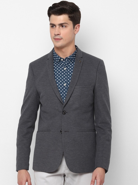 

Allen Solly Men Grey Solid Single-Breasted Slim-Fit Blazer