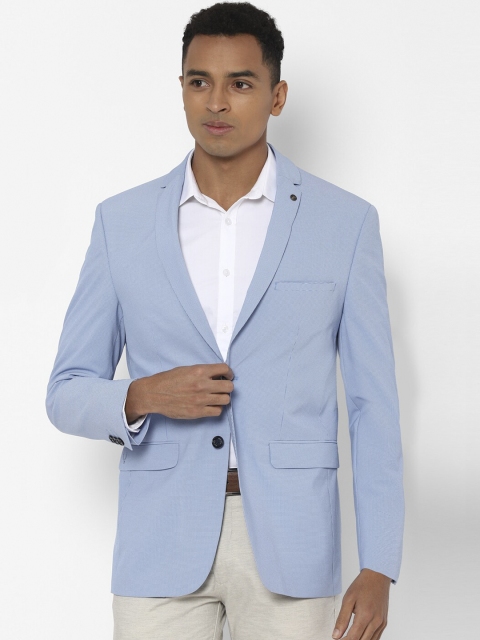 

Allen Solly Men Blue Checked Slim-Fit Single-Breasted Formal Blazer