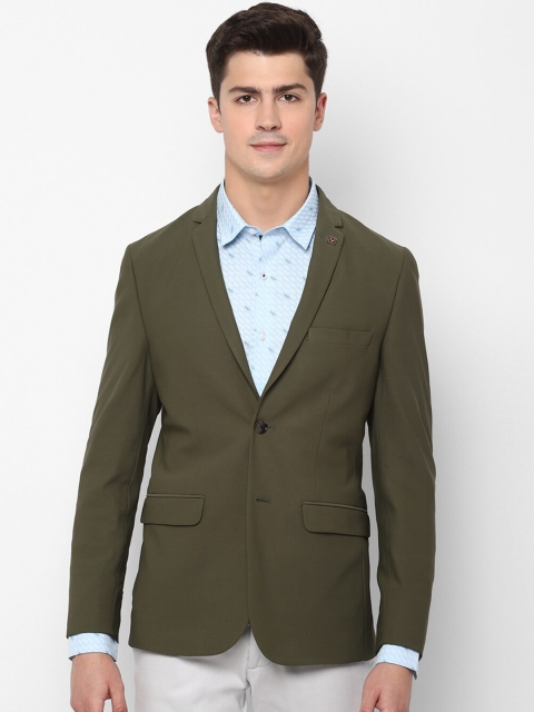 

Allen Solly Men Olive Solid Slim-Fit Single-Breasted Formal Blazer