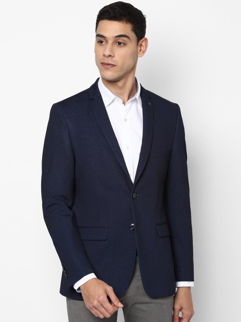

Allen Solly Men Navy Blue Solid Single Breasted Slim-Fit Blazer