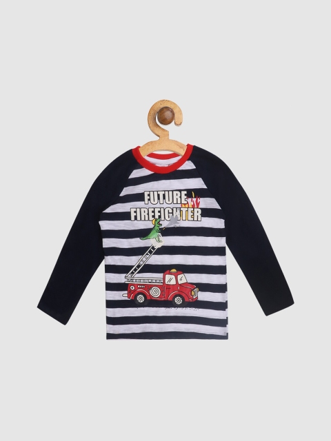 

Lazy Shark Boys Blue Striped Drop-Shoulder Sleeves Applique Outdoor T-shirt