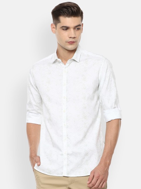 

V Dot Men White Slim Fit Floral Opaque Printed Casual Shirt