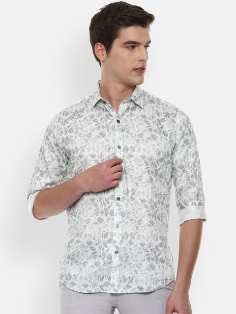 

V Dot Men Green Slim Fit Opaque Printed Casual Shirt