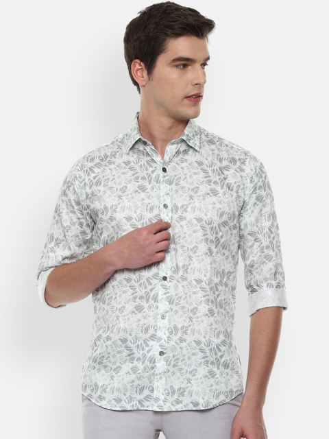 

V Dot Men Green Slim Fit Opaque Printed Casual Shirt