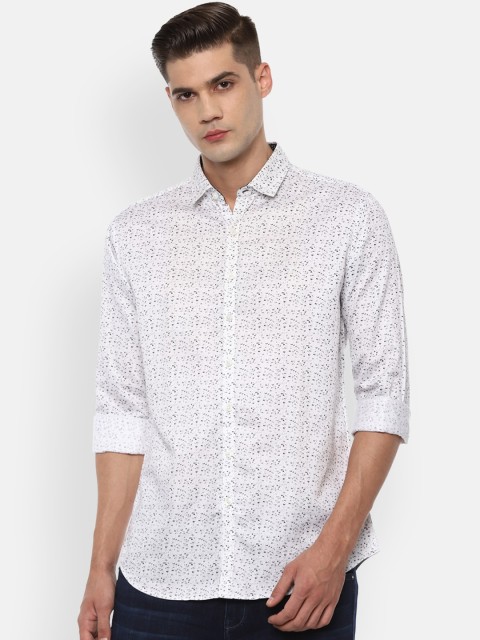 

V Dot Men White & Black Slim Fit Opaque Printed Pure Cotton Casual Shirt