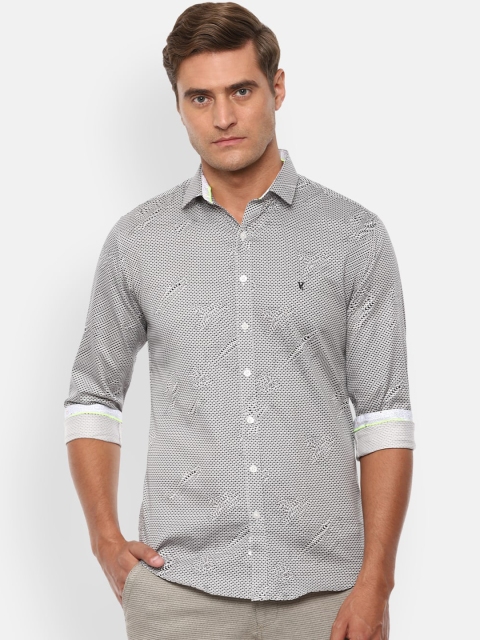 

V Dot Men Grey Slim Fit Opaque Printed Casual Shirt