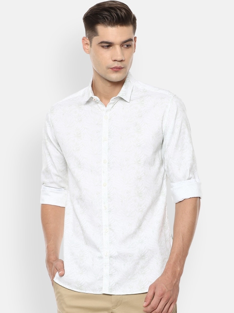 

V Dot Men White Slim Fit Floral Opaque Printed Casual Shirt