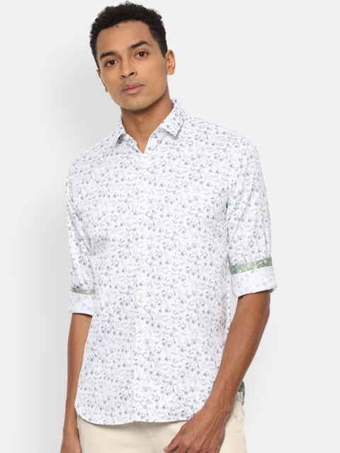 

V Dot Men White Slim Fit Floral Opaque Printed Casual Shirt