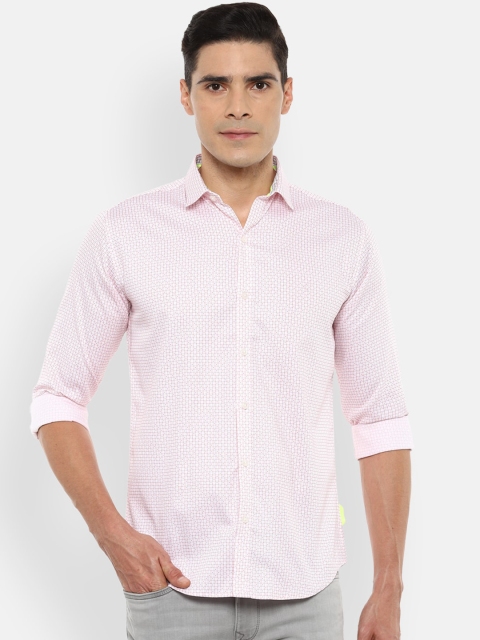 

V Dot Men Pink Slim Fit Opaque Printed Casual Shirt