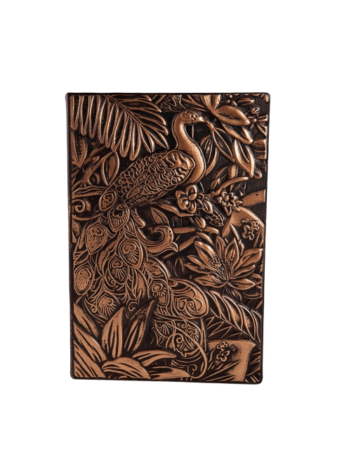 

BANGE Maroon & Gold-Toned Peacock Handcrafted Leather Journal Notebook