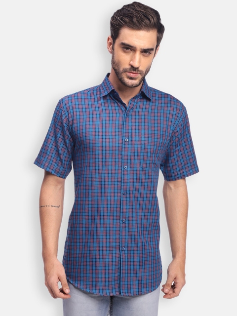 

Zeal Men Turquoise Blue & Red Checked Casual Shirt