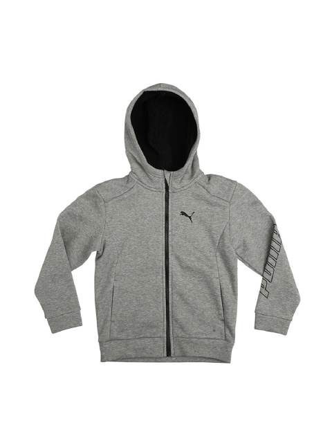 

Puma Boys Grey Alpha Hooded Cotton Open Front Sweat Jacket
