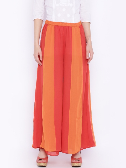 

MOHR by Priyadarshini Rao Women Red & Orange Solid Palazzos