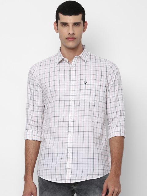 

Allen Solly Men White & Pink Slim Fit Opaque Checked Pure Cotton Casual Shirt