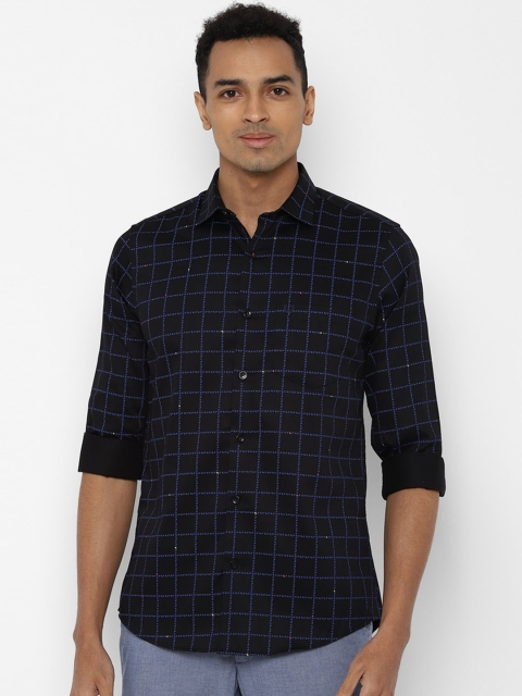 

Allen Solly Men Navy Blue Slim Fit Opaque Checked Pure Cotton Casual Shirt
