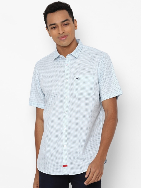 

Allen Solly Men Blue Slim Fit Opaque Printed Cotton Casual Shirt