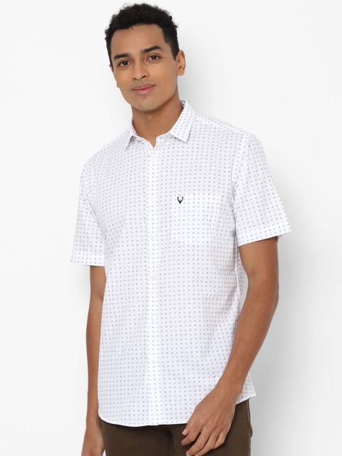 

Allen Solly Men White & Blue Slim Fit Opaque Printed Pure Cotton Casual Shirt