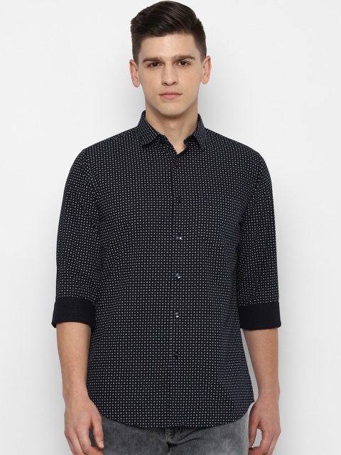 

Allen Solly Men Navy Blue Slim Fit Opaque Printed Cotton Casual Shirt