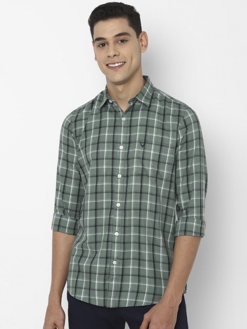 

Allen Solly Men Green Slim Fit Tartan Checks Opaque Cotton Casual Shirt