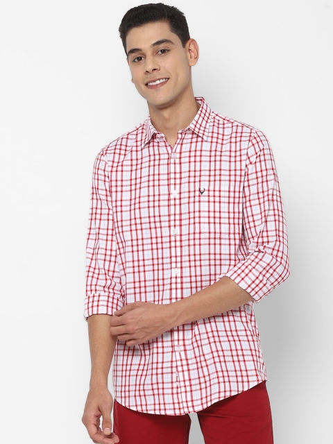 

Allen Solly Men White & Red Slim Fit Opaque Checked Pure Cotton Casual Shirt