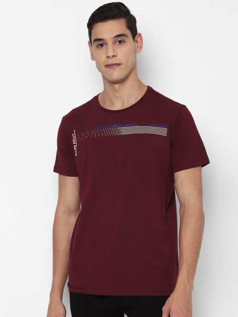 

Allen Solly Men Maroon & White Brand Logo Printed Slim Fit T-shirt