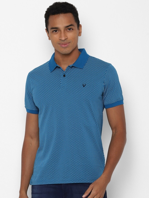 

Allen Solly Men Blue & Black Printed Polo Collar Pure Cotton T-shirt