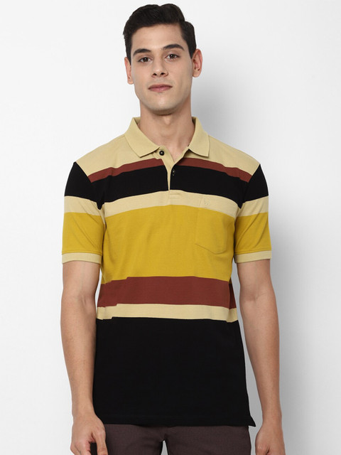 

Allen Solly Men Mustard Striped Polo Collar T-shirt
