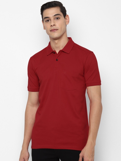 

Allen Solly Men Maroon Polo Collar Pockets Pure Cotton T-shirt