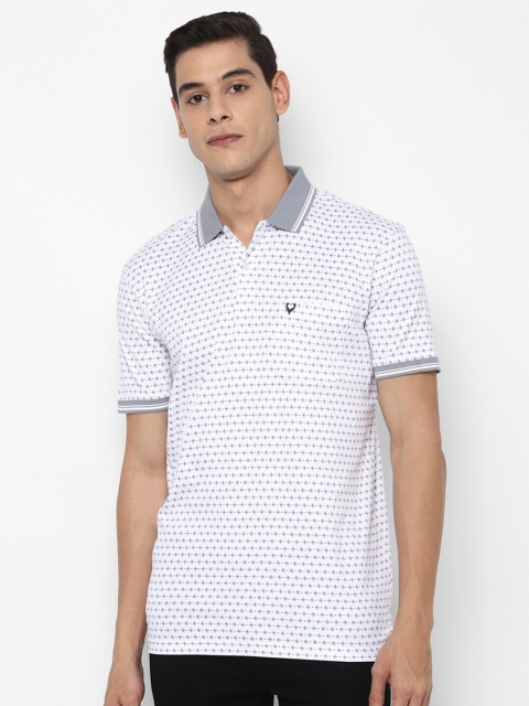 

Allen Solly Men White & Grey Printed Polo Collar Pockets Pure Cotton T-shirt