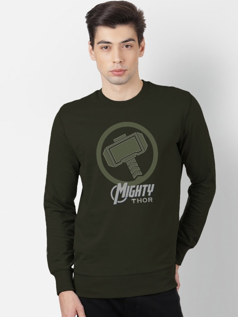 

Free Authority Men Olive Green Thor Printed Sweatshirt
