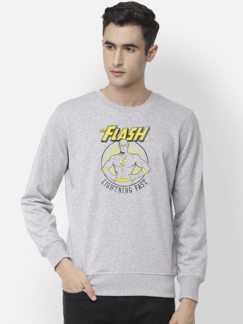 

Free Authority Men Grey Melange Printed Sweatshirt
