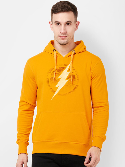 

Free Authority Men Mustard Printed Hooded Sweatshirt